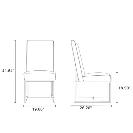 Manhattan Comfort Element Velvet Dining Chair in Steel (Set of 2) 2-DC030-ST